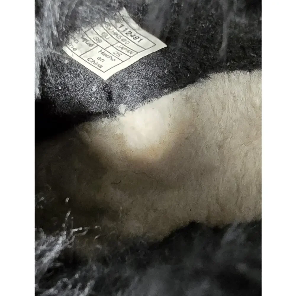 UGG Mini Fluff Collar Women's Black Booties Sheepskin Suede US Size 8 (1112491)